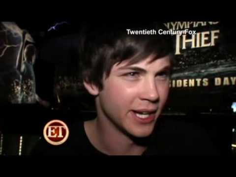 Logan Lerman at unveiling of massive electrified billboard for "Percy Jackson"