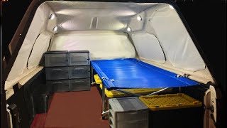 No Build Truck Camping Set Up Simple, Cheap, Window Covers, Storage Boxes, Easy To Install Lighting