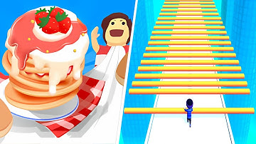 Pancake Run Vs Roof Rails - All Level Gameplay Android,iOS - NEW UPDATE