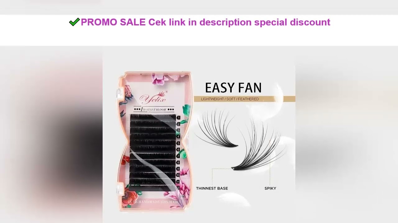 Yelix M curl Easy Fan Lashes Bloom Individual Eyelash Extension Faux Mink Eyelashes Soft Natural Las