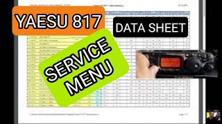 YAESU FT-817 SERVICE MENU & DATA SHEET