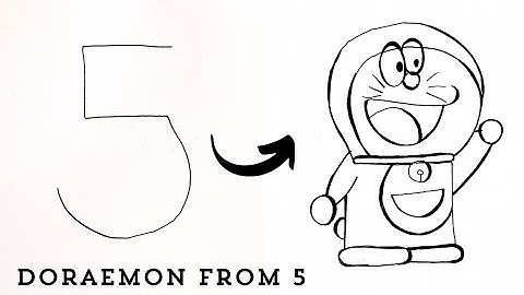 How to Draw Doraemon from number 5  | Easy Doraemon Drawing Trick