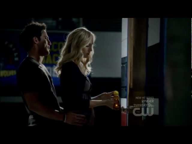 Tyler and Caroline Kiss (3x05 - The Reckoning, Part 1/3) class=