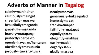 ADVERBS OF MANNER SA TAGALOG AND ITS POSITION