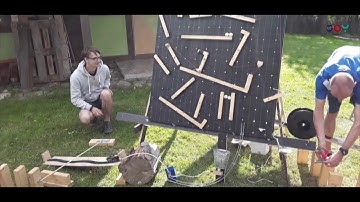 Think outside the box! Desmart Team building a Rube Goldberg machine.