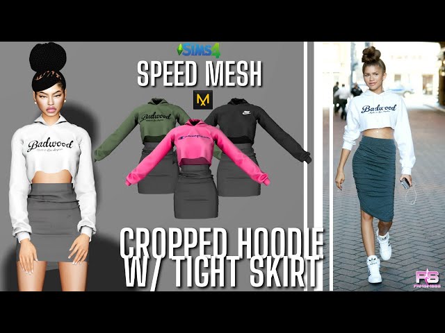 💙 Cropped Hoodie w/ Tight Skirt (Inspired by Zendaya) - Marvelous Designer  Speed Mesh | Sims 4 - YouTube