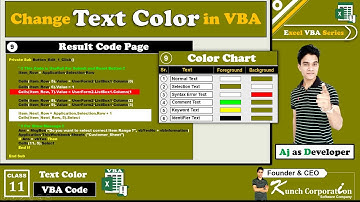 Change Text Color in VBA Code by Aj as Developer | Excel VBA Background Color and Foreground Color