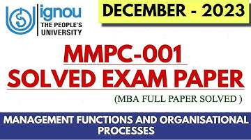 MMPC 015 December 2023 Solved Exam Paper | IGNOU MBA | Research Methodology Full Solution