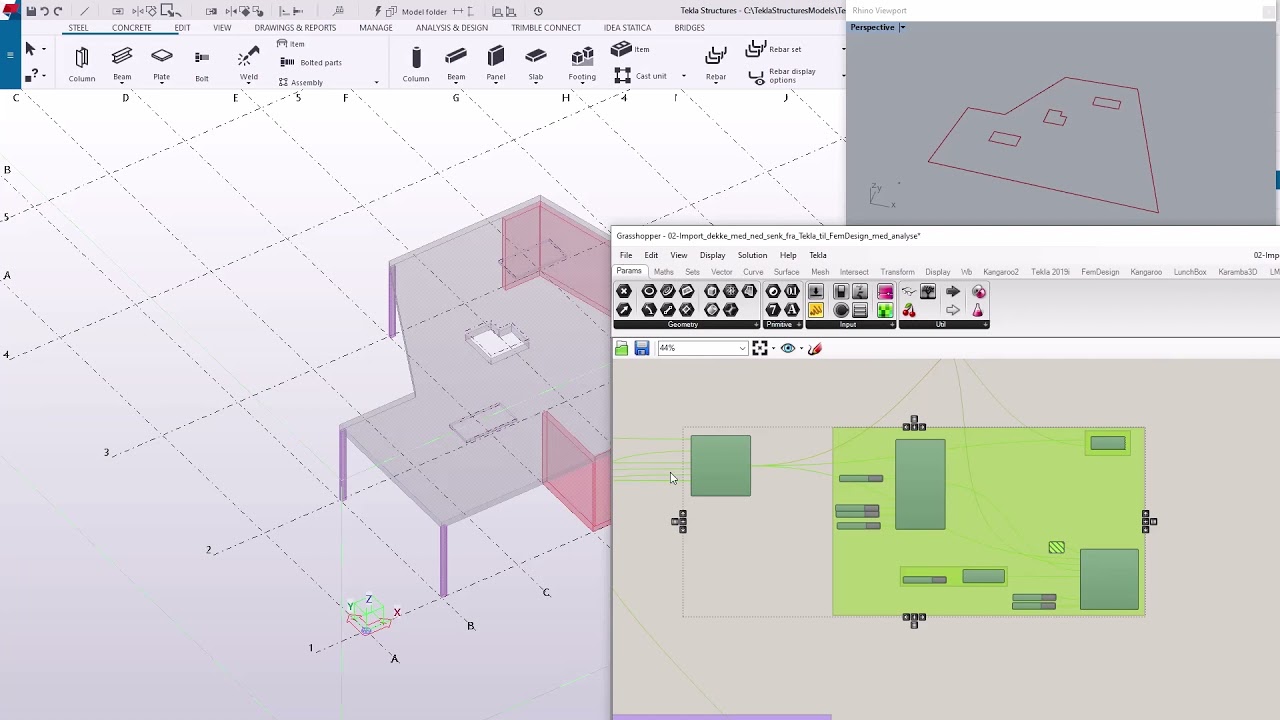 Slab model from Tekla to FemDesign using Grasshopper