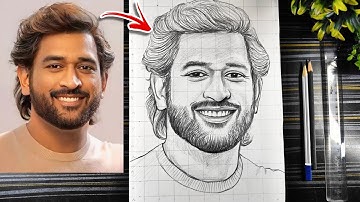 MS Dhoni Drawing Outline, Mahi drawing pencil, महेंद्र सिंह धोनी को चित्र कैसे बनाए, MSD Drawing