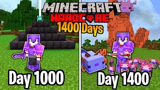 I Survived 1400 Days in HARDCORE Minecraft... Rare Blue Axolotl