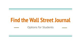 Access the Wall Street Journal
