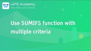 [WPS Academy] 1.5.6 Excel: Use SUMIFS function with multiple criteria