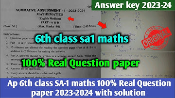 Ap 6th class Sa1 maths 💯real question paper 2023-24 with answers|class 6th sa1 maths answer key 2023