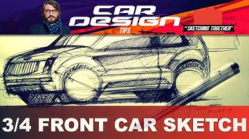Car sketch tutorial by Luciano Bove: 3/4 Front View