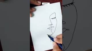One Line Art Face || How to Draw Line Drawing || Line Drawing #shorts #love #drawing #lineart #easy