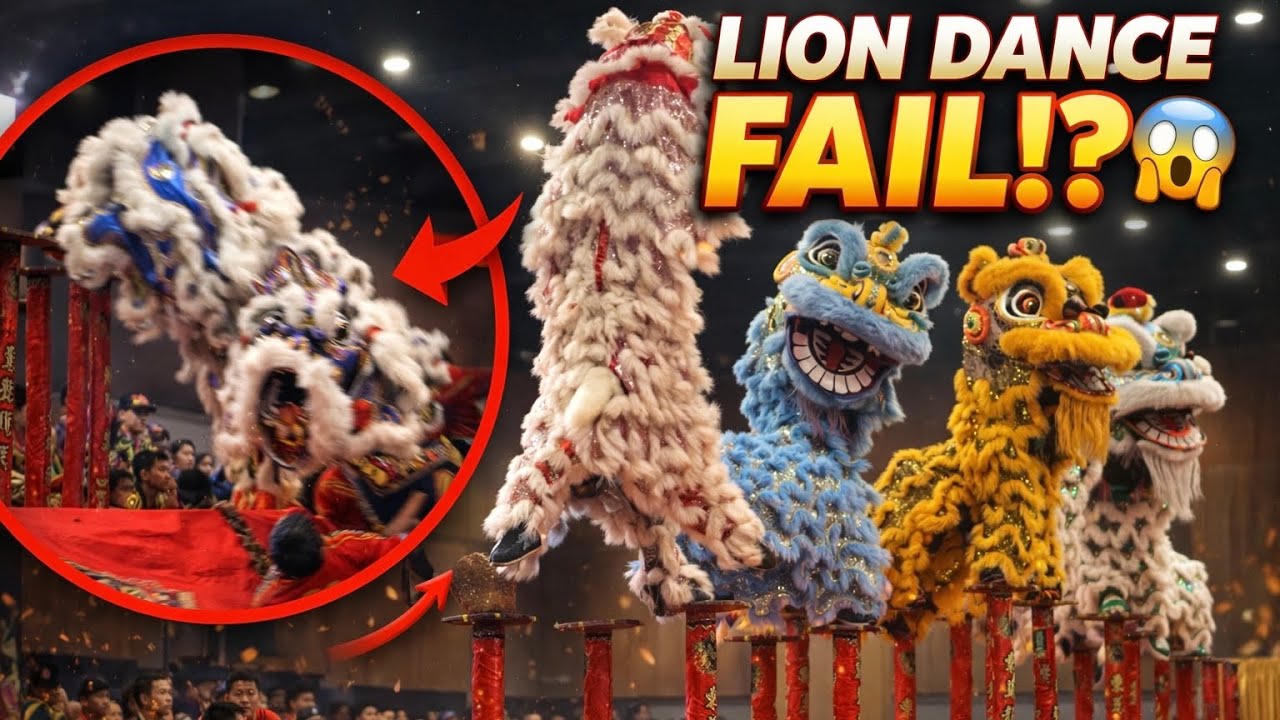 Lion Dance FAIL 😱 Craziest High Pole Acrobatic Moment Caught on Camera SICC KOTA KINABALU 