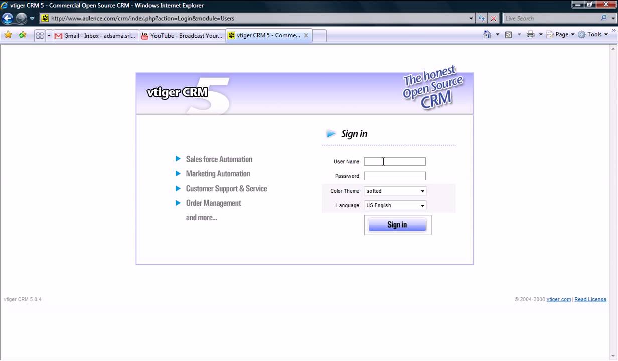 Configurarea vtiger-ului