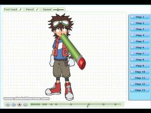 How to draw Taiki Kudo (Digimon Xros Wars) - Drawing Tutorial Video