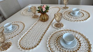 🧡 Vídeoaula Trilho de mesa Crochê Luxdecor Fácil e maravilhoso 🧡