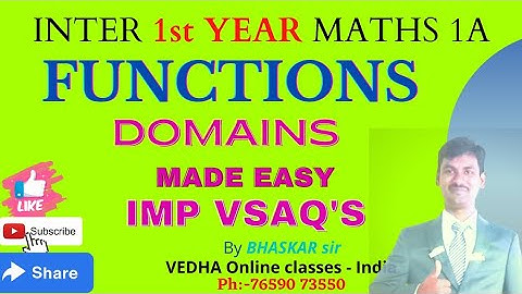 Functions, DOMAINS made EASY, IMPORTANT very short answer questions, inter.FREE DEMO: Ph:7659073550