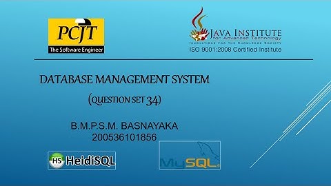 Question Set 34 | Database Management System | Java Institute