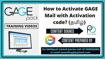 GAGEpack training videos - How to Activate GAGE Mail with Activation code?(தமிழ்)
