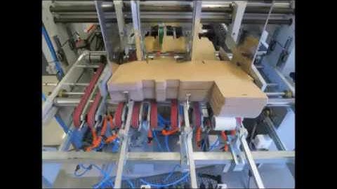 Omega folder gluer running micro flute Lock bottom with glue flap to the right