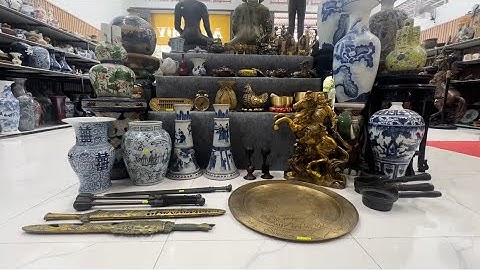 Đôi trụ đèn gốm tàu cổ - tượng quan công cưỡi ngựa bằng đồng hàng đẹp - chum gốm tàu cổ đời minh....