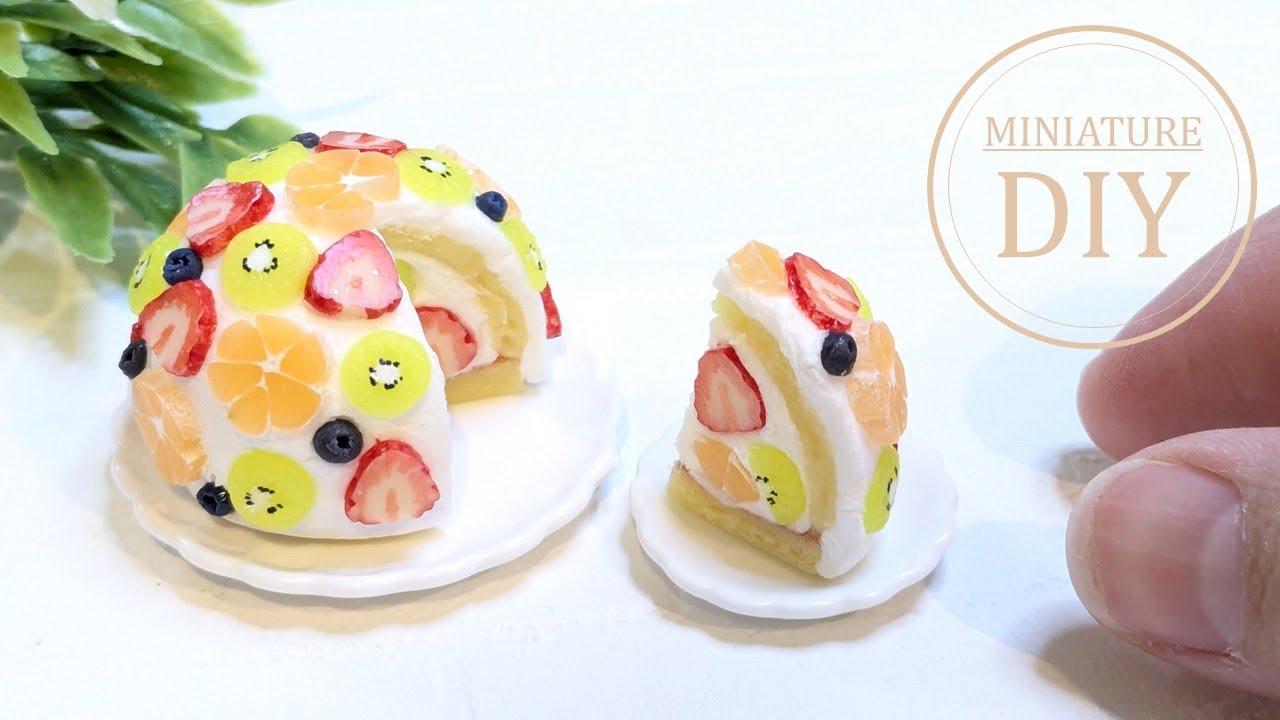 【粘土】フルーツいっぱいミニチュアズコットケーキの作り方～DIY Miniature Zuccotto cake～
