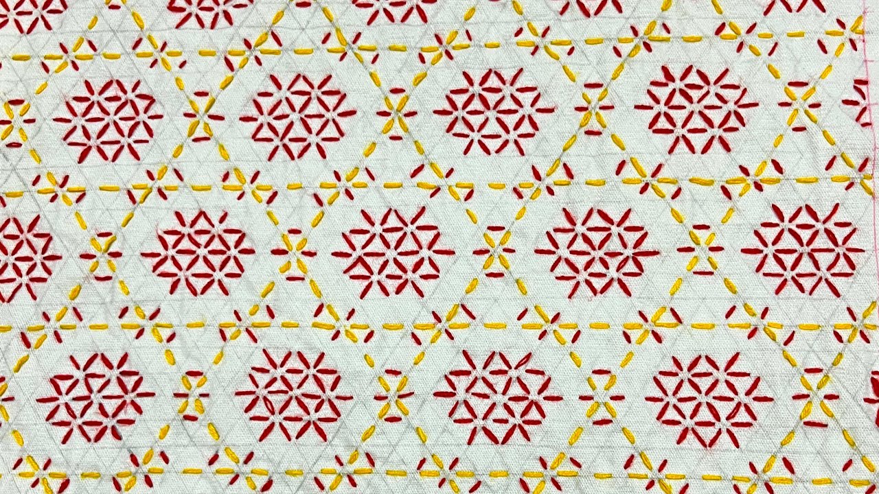 নকশীকাঁথা সেলাই ,Nokshi Katha ,Hand Embroidery Traditional Bangladeshi Nokshi Katha Stitch Tutorial 