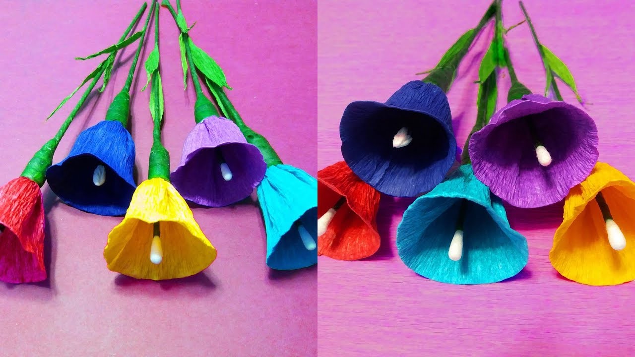 How to make beautiful morning glory flower by crepe paper Creative