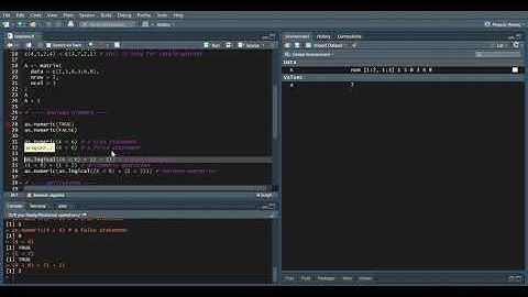 Logical values, Boolean operations and relational operations in R using RStudio