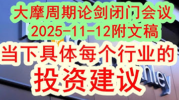 大摩周期论剑闭门会议（2025-11-12附文稿）当前具体每个行业具体的投资机会和投资建议、投资策略 《文字稿件和精华要点总结》发布于解读君推特X