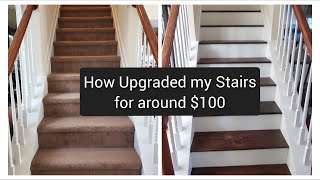 How to upgrade your carpeted stairs.  How I removed the carpet and upgraded to wood stairs.