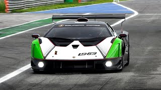 Lamborghini Essenza SCV12 Screaming at Monza: Downshifts, Pit Limiter & Traction Control Noise