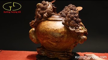 Tượng gỗ Tam cóc chấn chum tiền gỗ  nu hương  |  Kiệt tác mỹ  nghệ  đẳng  cấp