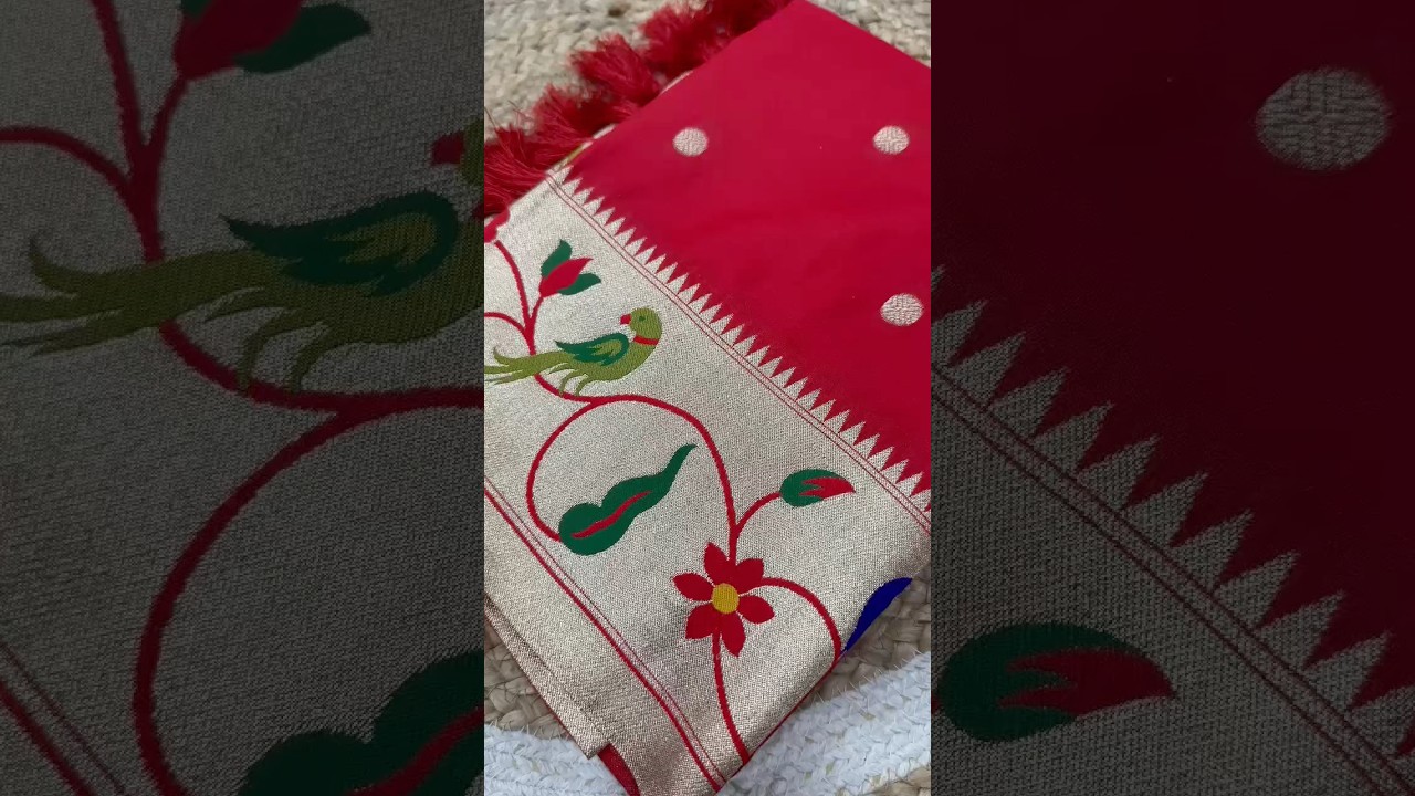 Lotus Paithani Silk Meenakari Swan Border Saree