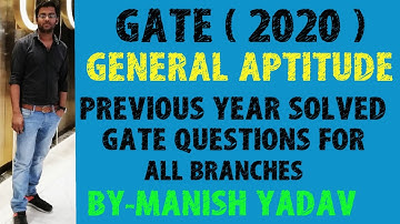 GATE 2020 (GENERAL APTITUDE ) PREVIOUS YEAR SOLVED GATE QUESTIONS FOR ALL BRANCHES