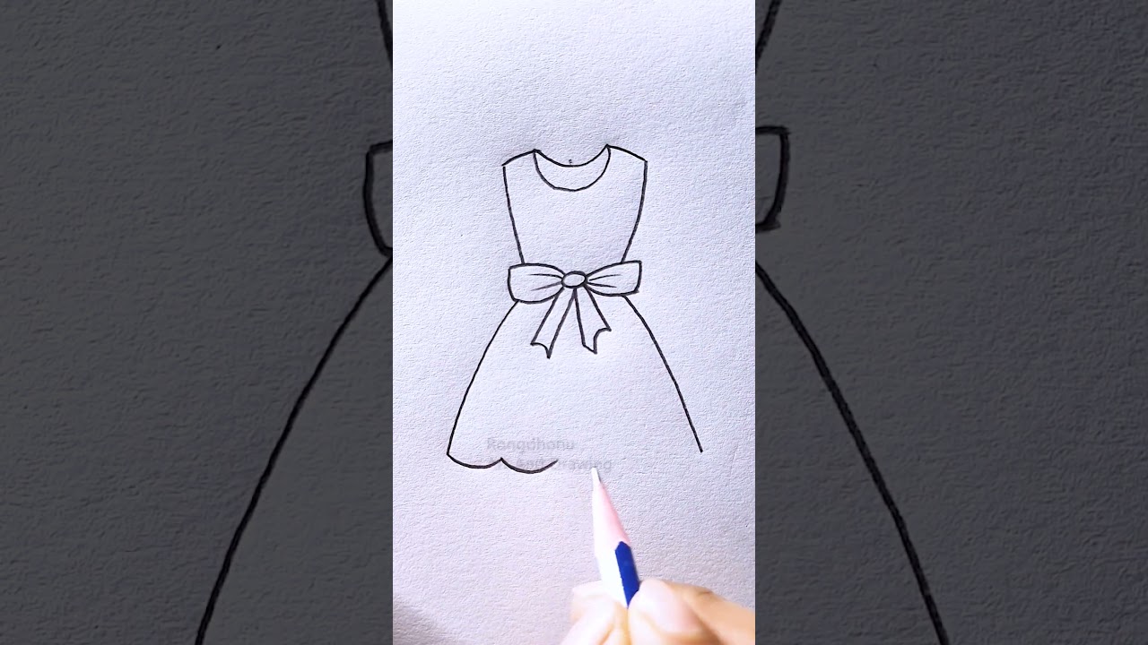 cute dress drawing easy How to draw Girl Fashion Dress SIMPLE | How to Sketch a Cute Dress Pencil