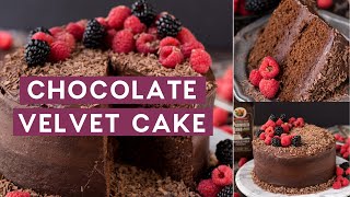 Decadent and moist 2 layer chocolate velvet cake with milk in the
batter! top fresh berries, shavings, chips - whatever yo...