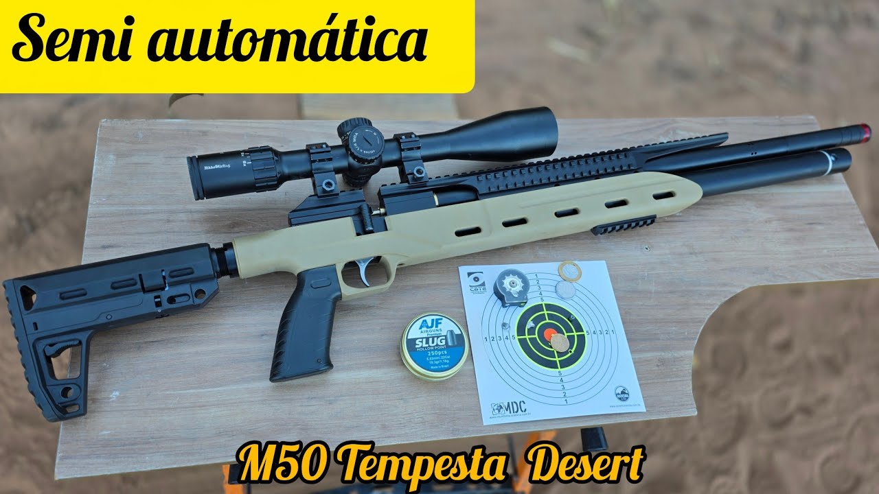 CARABINA SEMI-AUTO M50 TEMPESTA DESERT IMPORTAÇÃO QGK E EXCLUSIVIDADE MUNDO DA CARABINA