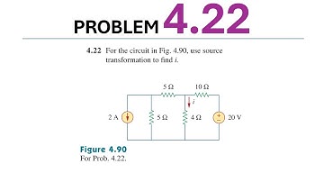 Problem 4.22  (Sadiku) 5th Ed - For the circuit in Fig 4.90, use source transformation to find i