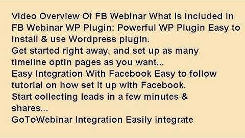 FB Webinar WordPress Plugin