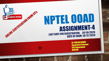 OOAD ASSIGNMENT- 4 || DR B THULASI || NPTEL