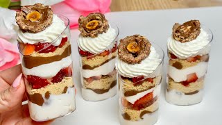 FERRERO, STRAWBERRRY DESSERT Cups. No-Bake. Easy and So Delicious!