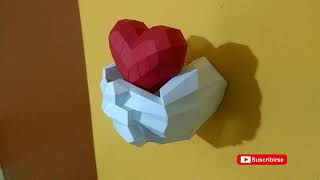 Manos con corazón armado con papel fácil y sencillo / Papercraft 3D Descarga tu plantilla