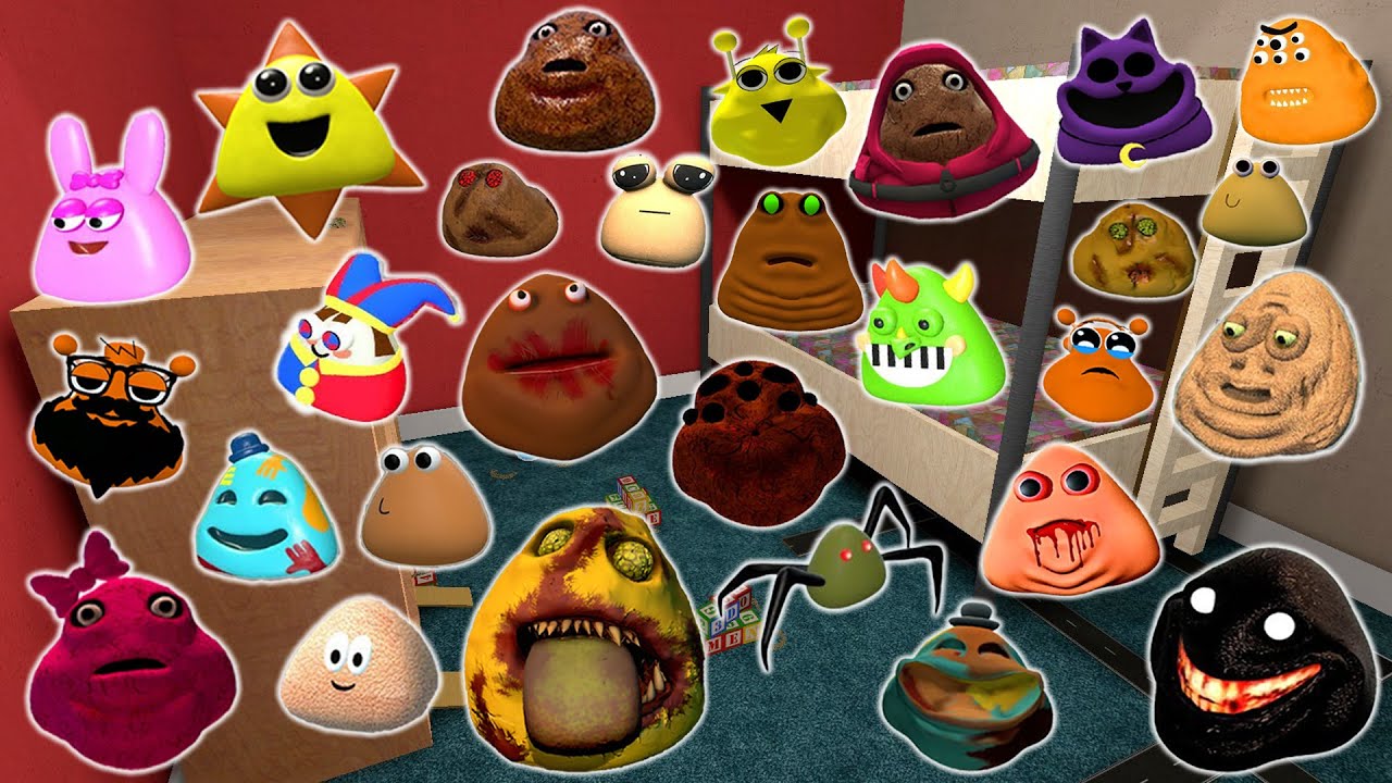 DESTROY ALL ROBLOX 3D POU BOU'S REVENGE FAMILY in BIG ROOM Garry's Mod