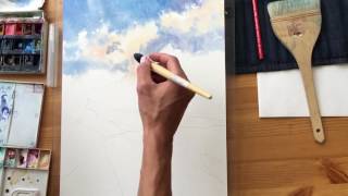 Рисуем акварелью: горы, облака Рисуем акварелью: горы, облака