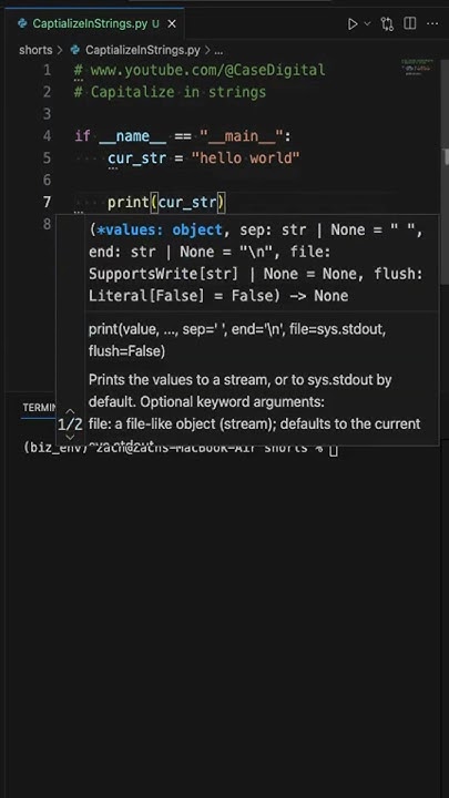 Capitalize Strings In Python #python #code #programming - YouTube